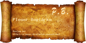 Pleser Boglárka névjegykártya